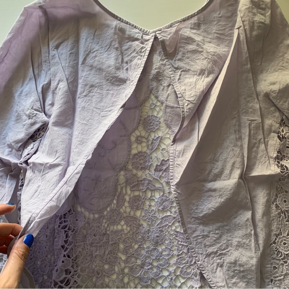 Kimchi Blue Urban Outfitters | Embroidered cotton lilac purple blouse | Openback - Picture 8 of 11